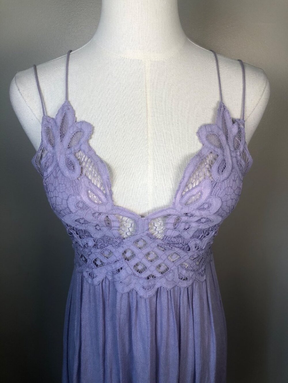 Free People Adella Slip Lace Lavender Mini Dress Size S/P - Picture 5 of 13